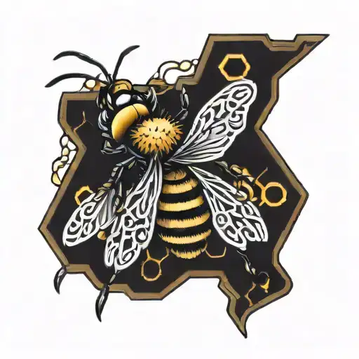 Bee And Honey Comb On Neck