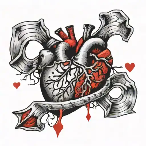 Anatomically Correct Heart Broken Sewn Together