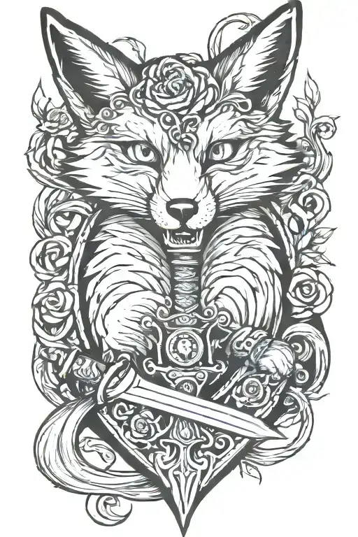 Fox With A Sword Stabbed Through Him And The Heart Is On The Tip Of The Sword