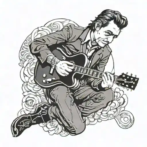 Johnny Cash Playing A Guitar
