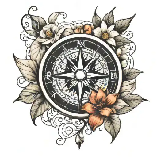 Compass With Jasmin Flower And Baby Feet