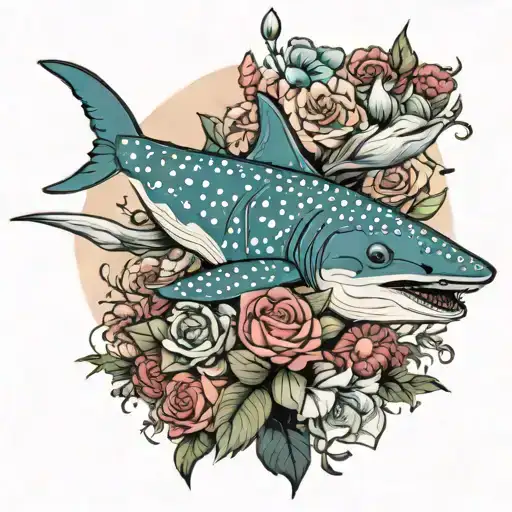 Whale Shark And Flower Bouquet