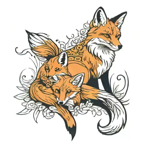 A Fox With Her Cub