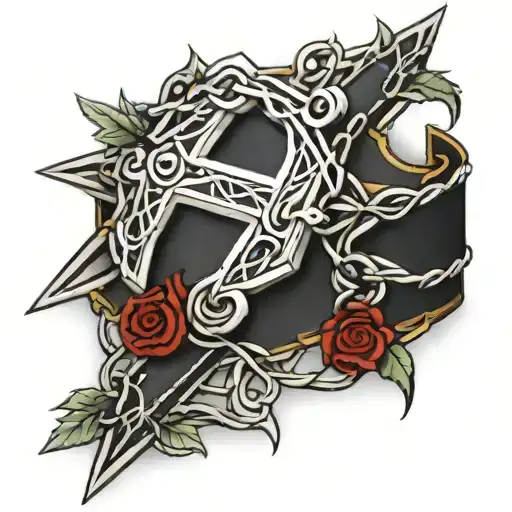 Crown Of Thorns Thigh Band With Nail Cross In The Midle