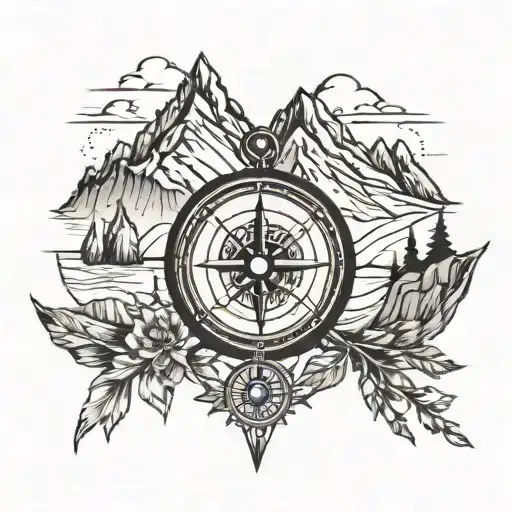 Compass And Mountains