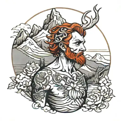 Red Head Rn Infront Of Mountain