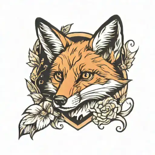 Traditional Or Neo Traditional Fox In A Vintage Rounded Frame