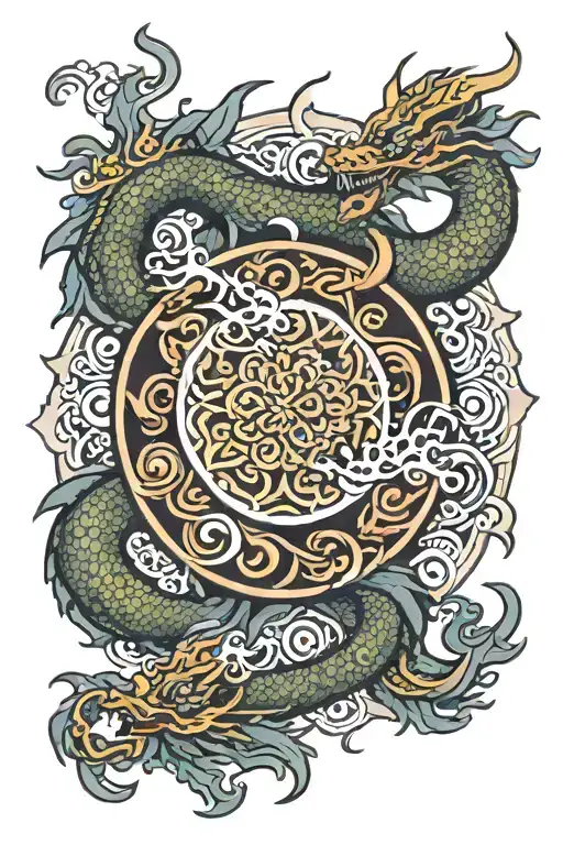 Mandala With Japanese Dragon
