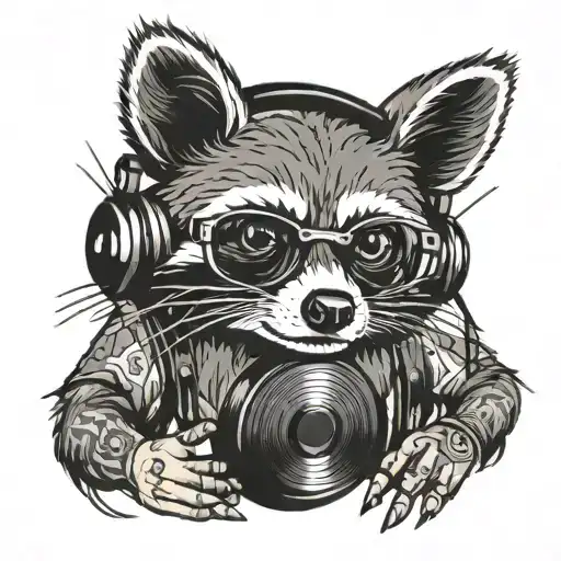 Raccoon Dj Frog Wearing A Headphone