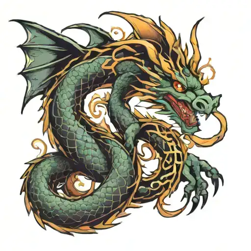 Dragon With Zodiac Sign Cancer