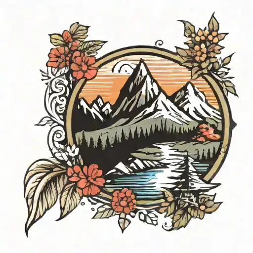 Mountain Scene With The Words Atta Girl