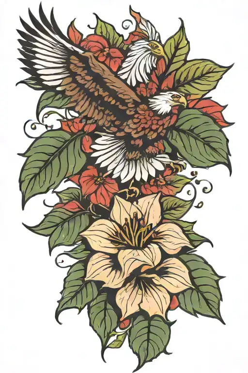 Poinsetta With A Eagle Flying