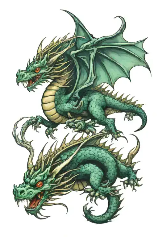 2 Head Dragon Flying