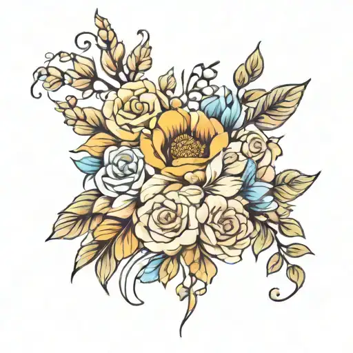 Flower Bouquet Fine Line