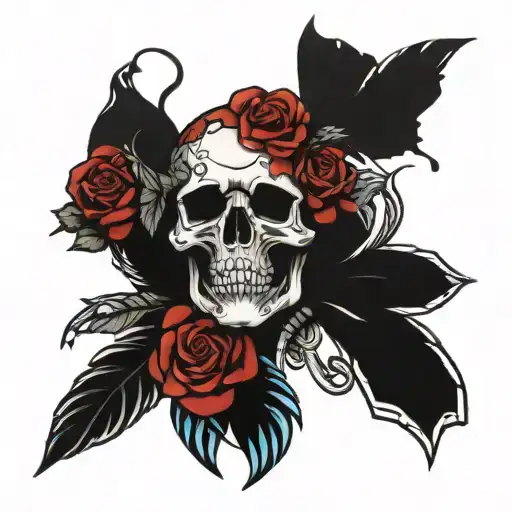 Skull Rose Snake Butterfly Motorcycle