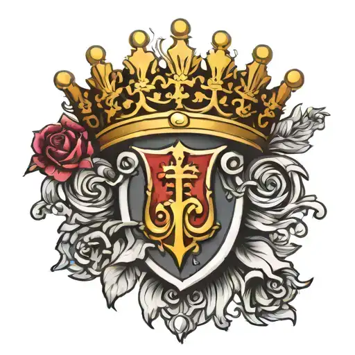 Family Crest Crown And Cross