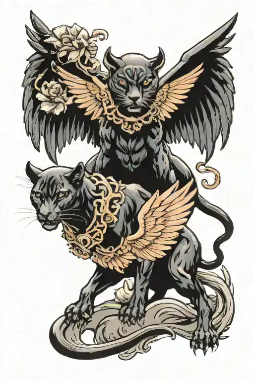 Panther With Fallen Angel