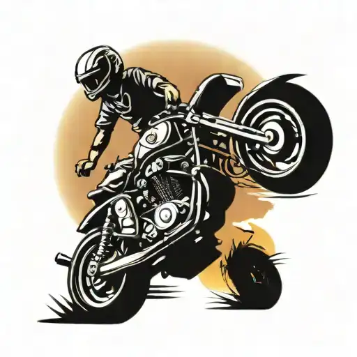 A Motor Bike Jumping Whit A Background Rapresenting A Sunset At The Beach