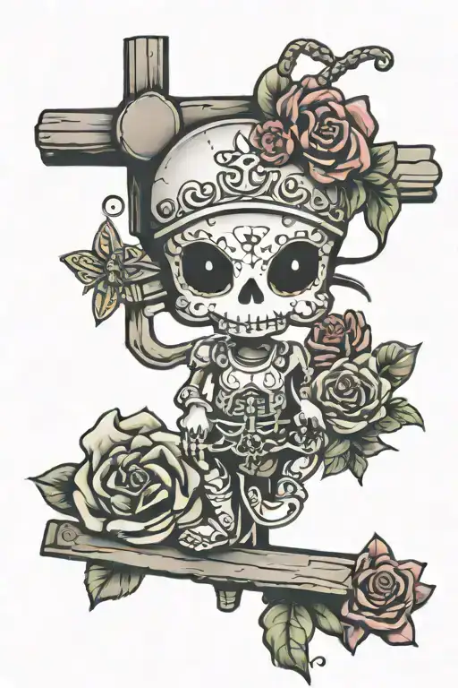 Hello Kitty Betty Boop Skull Crucifix Tap Out