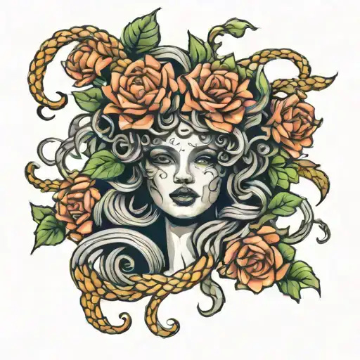 Medusa With Flowers Wrapped