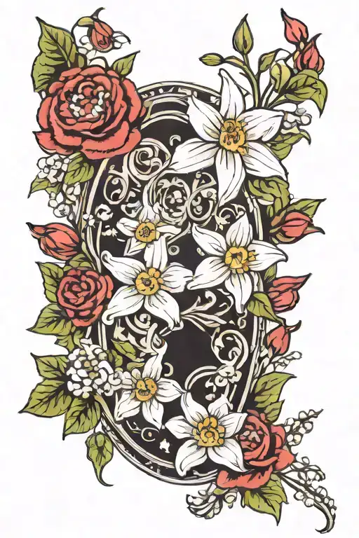 Narcissus Rose Narcissus Primerose Daisy Lilly Of The Valley Bouquet