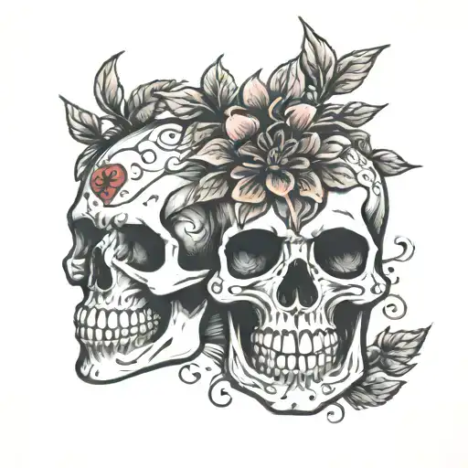 Pomegrante Flower With Skull