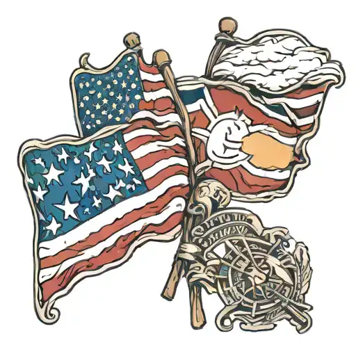 Colorado Flag And American Flag