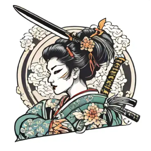 Geisha Holding A Katana