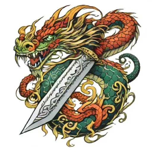 Chinese Dragon Wrapped Celtic Sword