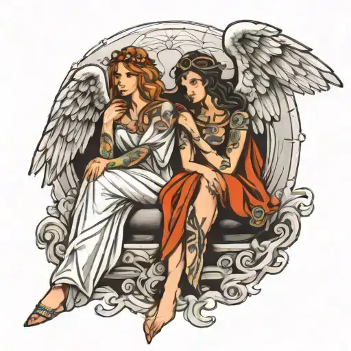 Three Angel Sitting
