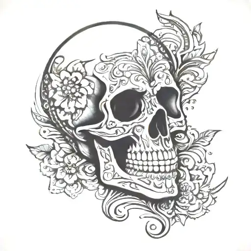 Side Head Tattoo Skull Mandala Design Incorporating
