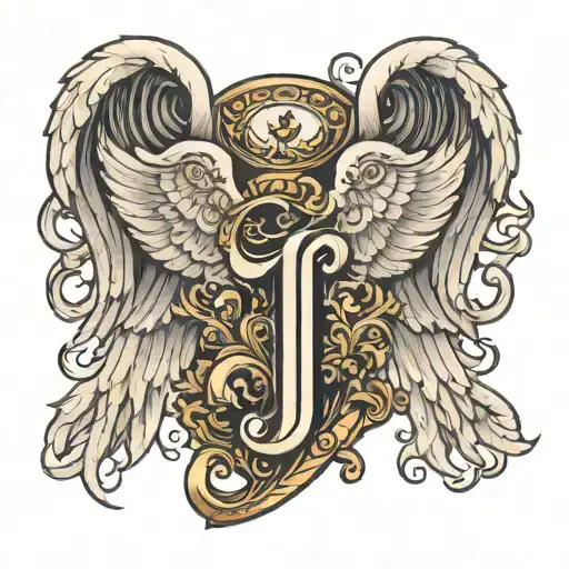 The Letter J With Angel Wings