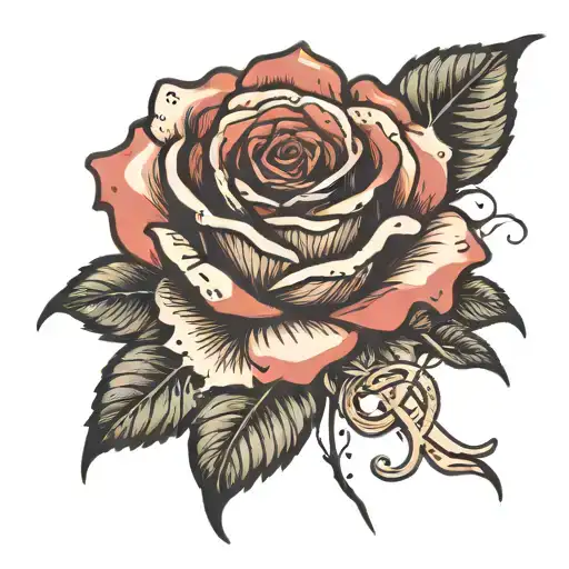 Single Rose With Steam With Letters Jmm Underneath