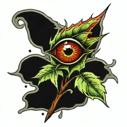Weed Leaf Melting With A Red Eye Inside Representing A Seed