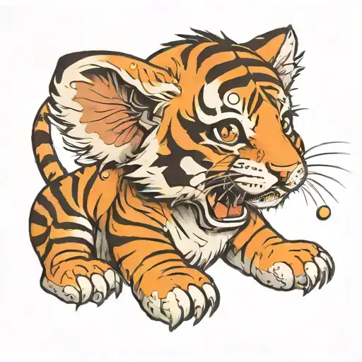 Baby Tiger And Butterfly