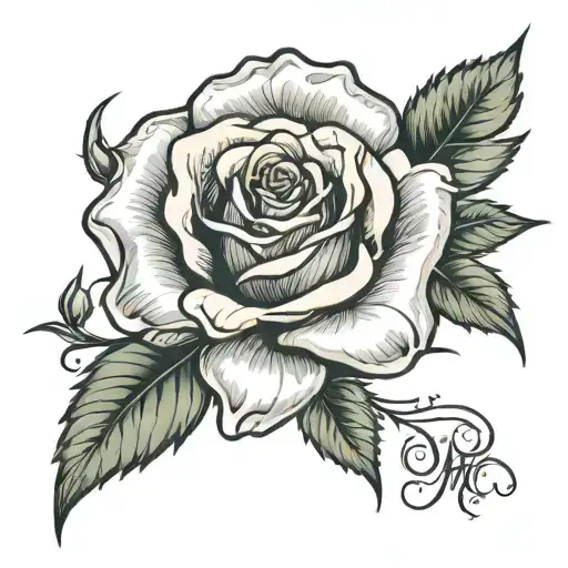 Single Rose With Letters Jmm Underneath