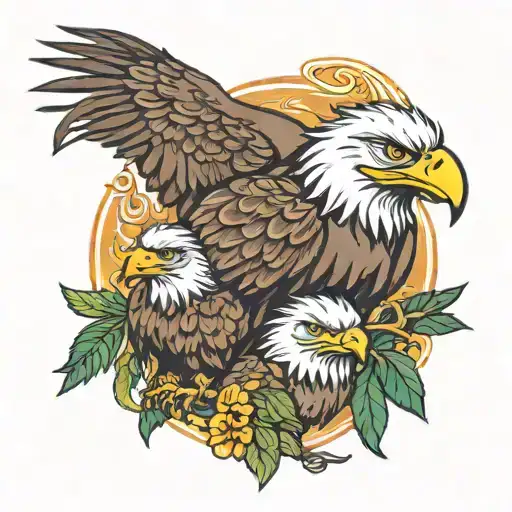 Adult Eagles With Baby Eagles