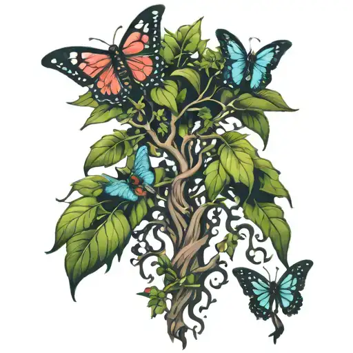 Poison Tree With Butterfly's And Birds