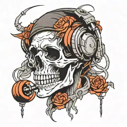 Skull Wearing Headphones