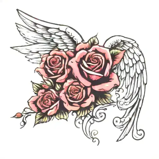 Angel Wings With Roses