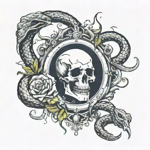 The Death With A Hour Glass And A Snake Around Him