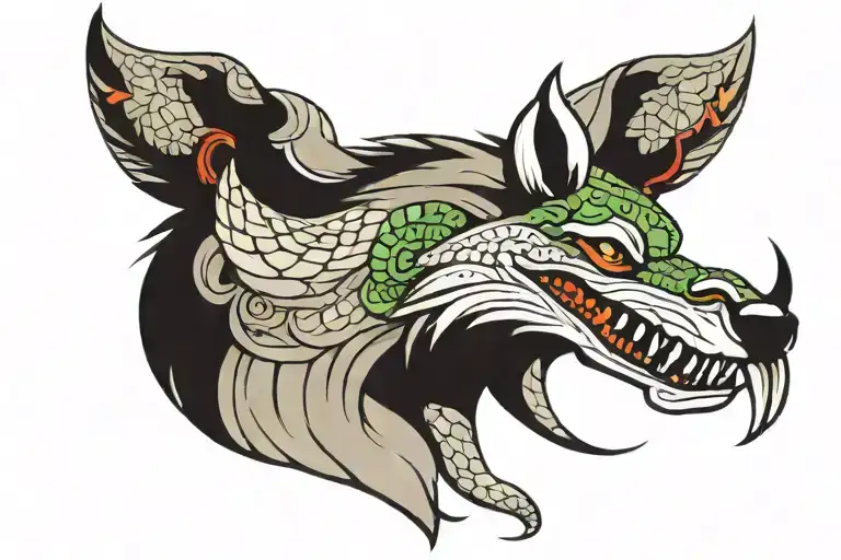 Wolf Head Whit Snake Body