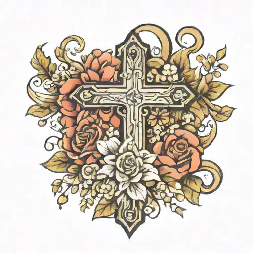 Faith Over Fear With Cross And Flowers Wrapped