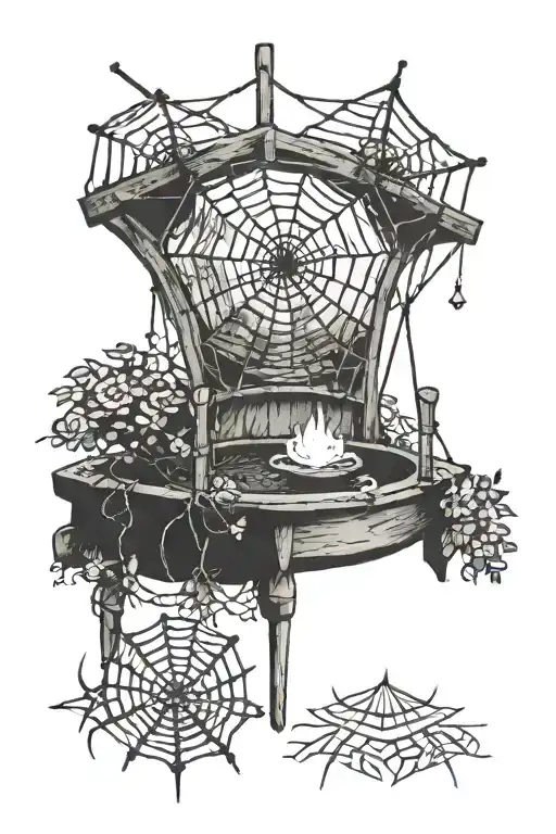 A Spider Web Holding A Wishing Well And A Photo Of Mac Miller