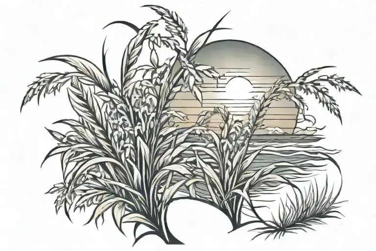 Ocean Sunrise With Sea Oats