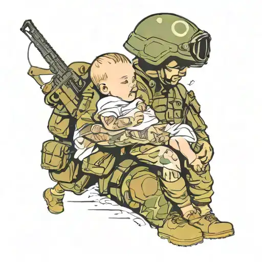 Army Man Carry A Baby