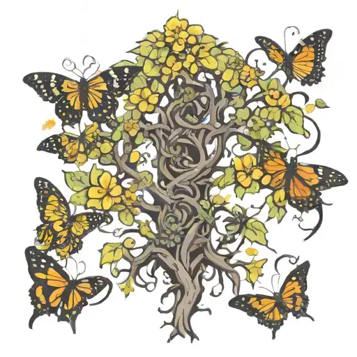 Posion Tree And Butterflys Souronding A Warriors