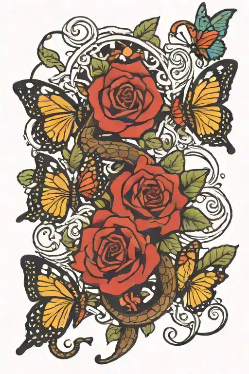 Small Snake And Butterfly