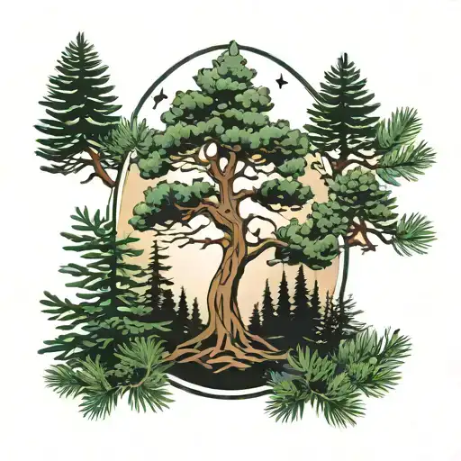 Evergreen Tree Simple Tattoo Design