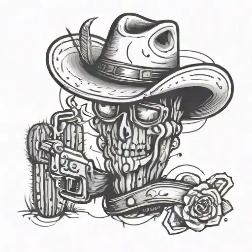 Cactus With A Cowboy Hat And Guns